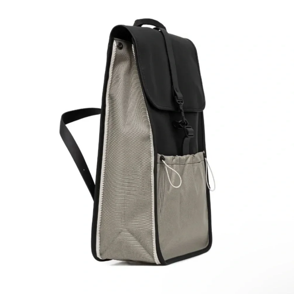 RAINS Unisex Mix Backpack Black Waterproof Contrast Pocket Minimalist NWT
